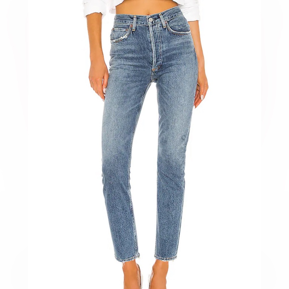 AGOLDE Riley High Rise Straight Crop Jeans Rigid Cotton Denim